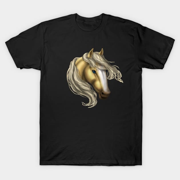 Horse Head - Palomino Blaze T-Shirt by FalconArt